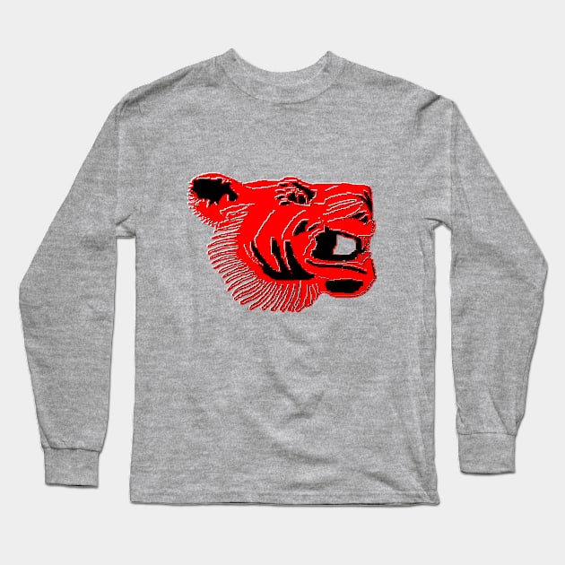 Chinese Tiger Head pixel art Long Sleeve T-Shirt by 4rpixs